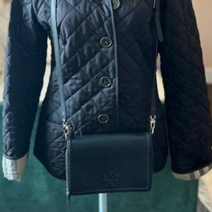 Tory Burch Thea Flat Black Leather Cross Body Bag